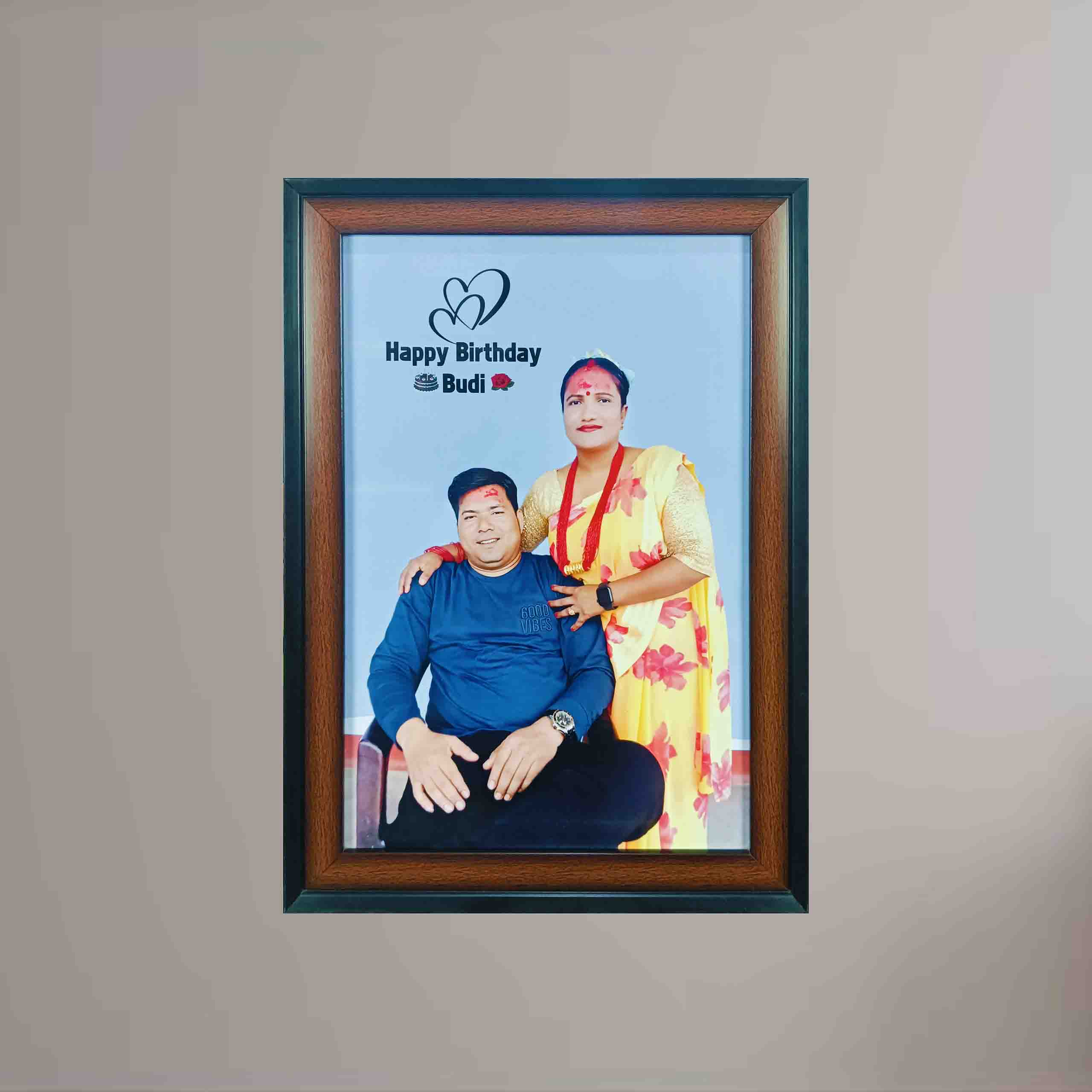 Wooden Photo Frame 12x18 inch – Custom Printed Wedding Couple Photo Frame Wall Decor Wooden Photo Frame 12x18 Inch with Custom Printed Photo – Wall Hanging Decor