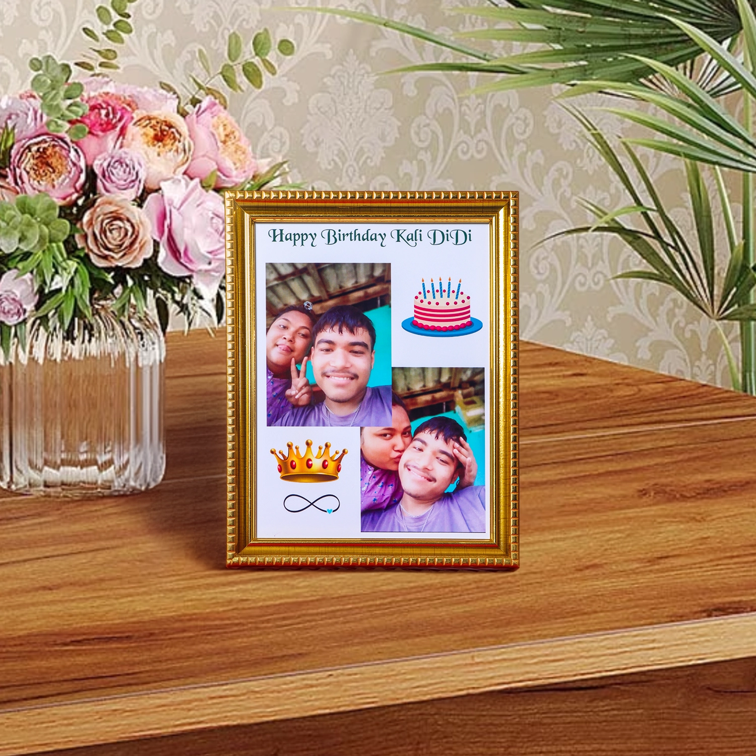 6×8 Half Golden Beautiful Small Table Photo Frame for Home and Office Decoration